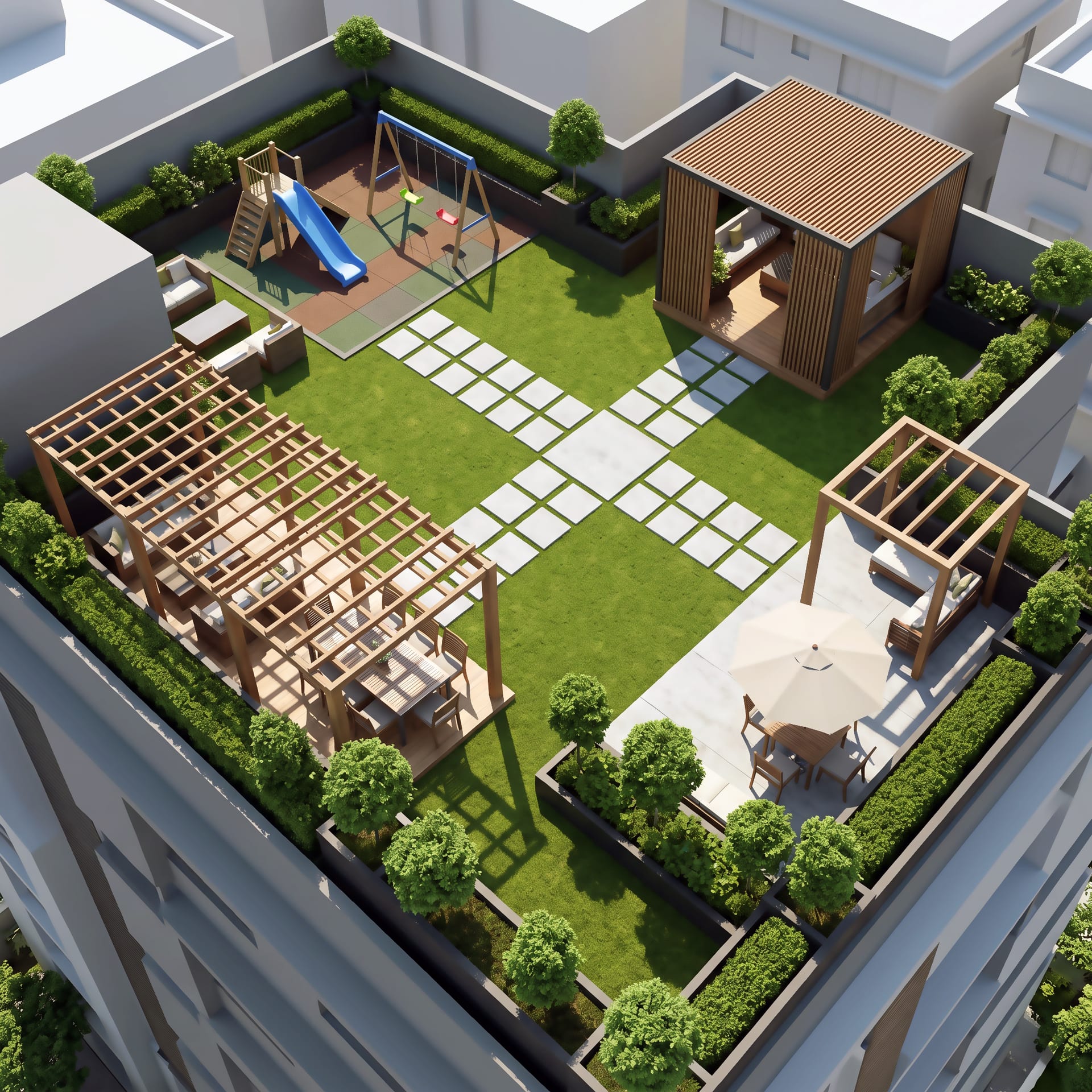 Family Sky Park & Playground - Urban Residential Roof Deck Park
